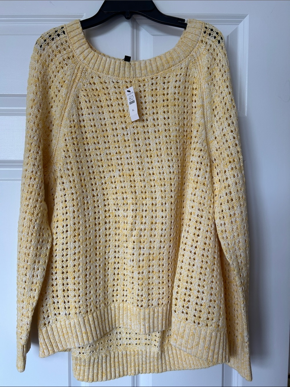 Talbots Soft Yellow Open-Weave Scoop Neck Sweater